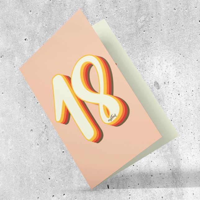Carte Anniversaire 18 ans Peach Moderne Rétro Groovy (Créateur téléchargé)