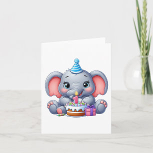 Carte Anniversaire 1 an Éléphant Bébé
