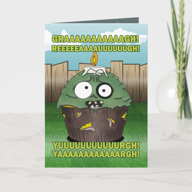 Carte Anniversaire #1 de petit gâteau de zombi (Devant)