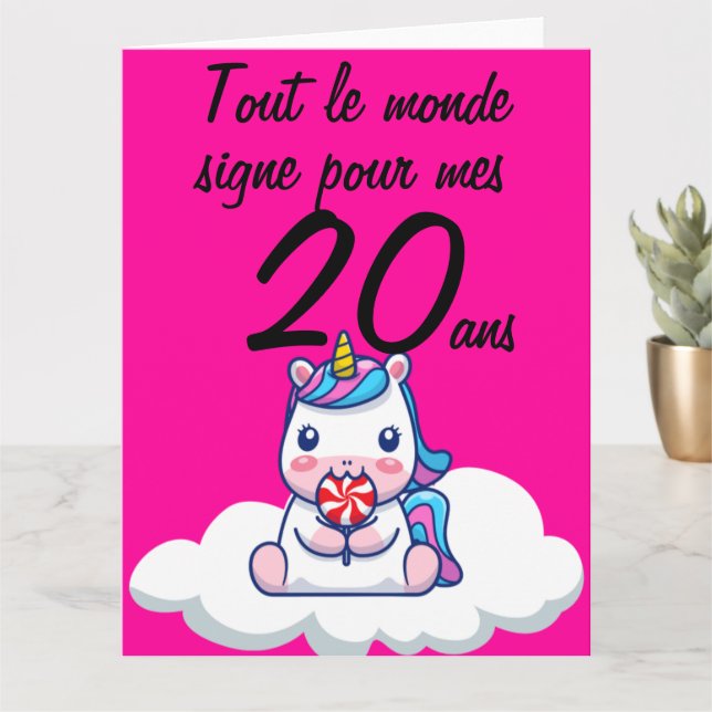 Carte anniversaire 20 ans grand format licorne xxl (Petite plante)