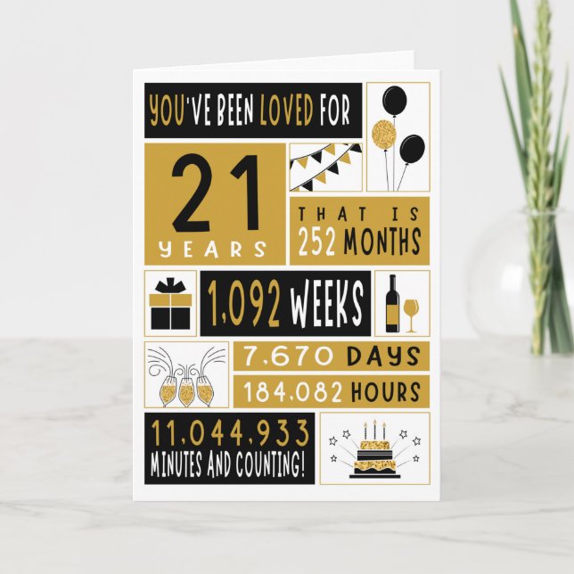 Carte anniversaire 21e, Carte de voeux, Carte cade (Devant)
