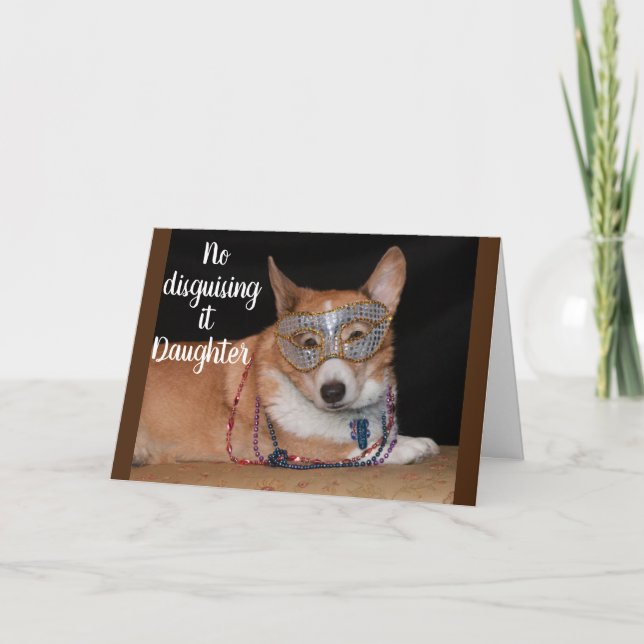 Carte ANNIVERSAIRE "21ème" DE LA FILLE AVEC CUTE CORGI (Devant)