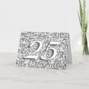Carte anniversaire '25' Glitz "Argent"