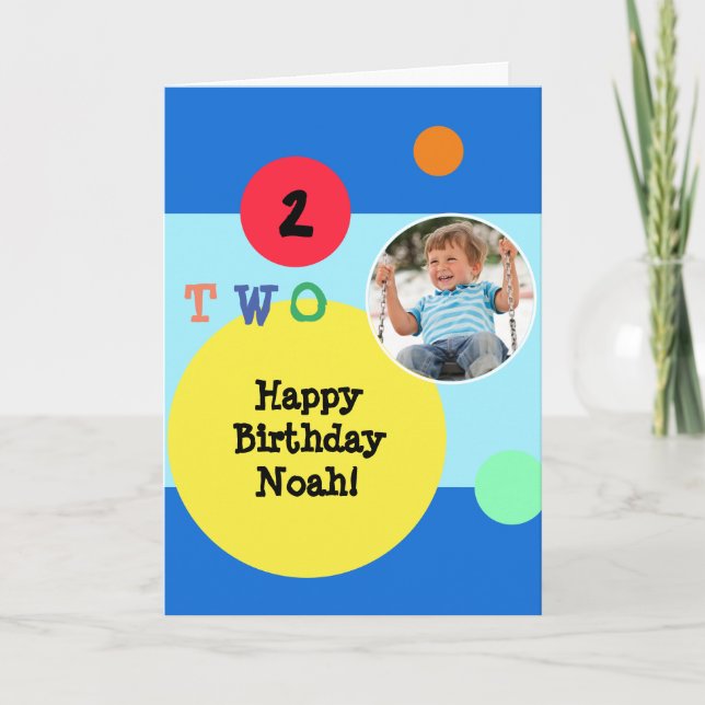 Carte anniversaire 2 ans couleur moderne lumineuse (Devant)