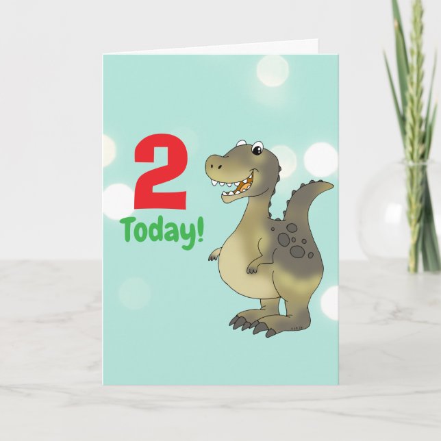 Carte Anniversaire 2 ans Dinosaure - 2ème Anniversaire D (Devant)