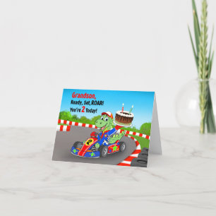Carte Anniversaire 2 ans Petit-Fils Course de Dinosaure