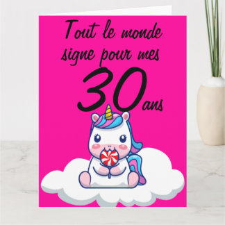 Carte anniversaire 30 ans grand format licorne xxl
