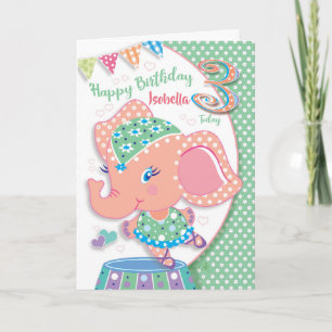 Carte Anniversaire 3, Ella Ballerina Elephant