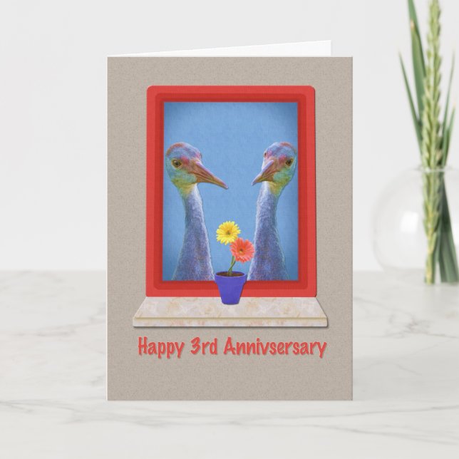 Carte Anniversaire, 3e, Crane Birds (Devant)