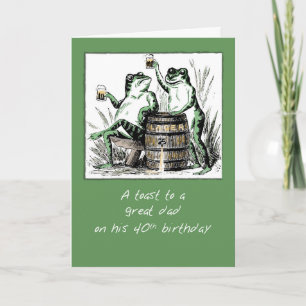 Carte Anniversaire 40 ans de Papa Grenouilles trinquant