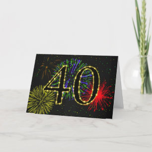 Carte anniversaire 40e avec feux d'artifice