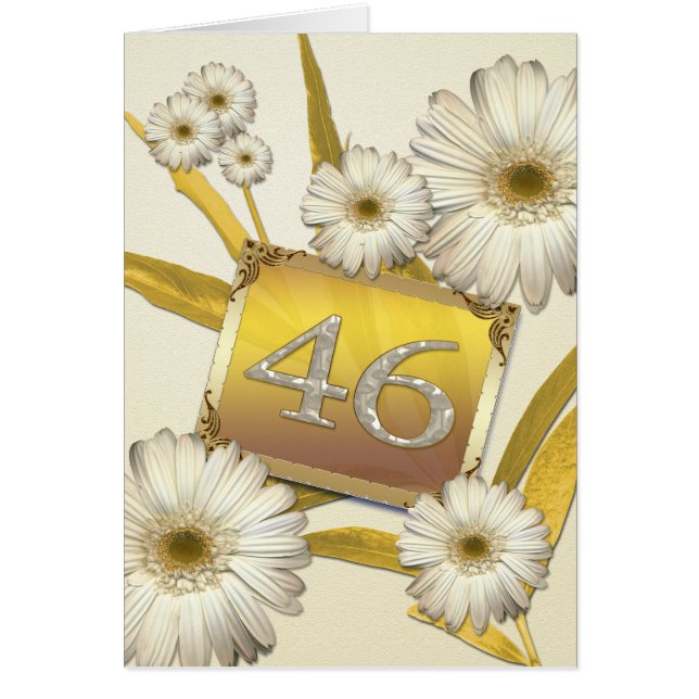 Carte anniversaire 46e avec marguerites. (Devant)