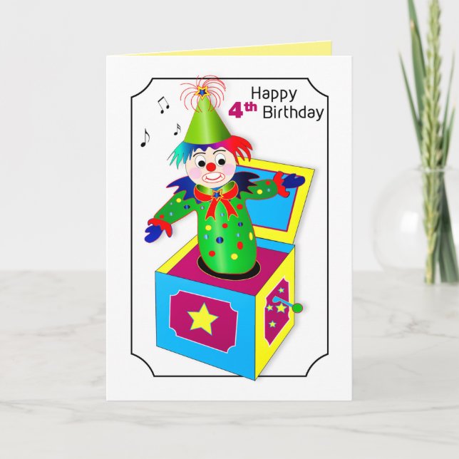 Carte Anniversaire 4e Jack rétro dans la boîte Couleurs  (Devant)