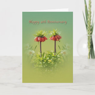 Carte Anniversaire, 4ème, Tulipes Red Rubra