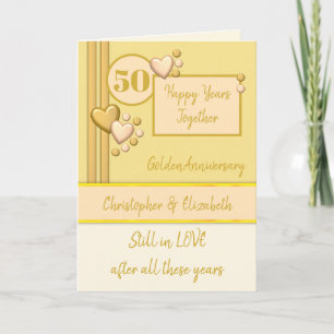 Carte Anniversaire 50e Golden 50 ans crème de pêche