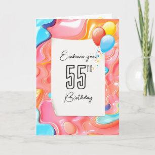 Carte Anniversaire 55 ans Psychedelique Abstrait 3D