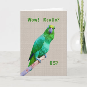 Carte Anniversaire, 65ème, Parrot de Macaw Vert sur un m