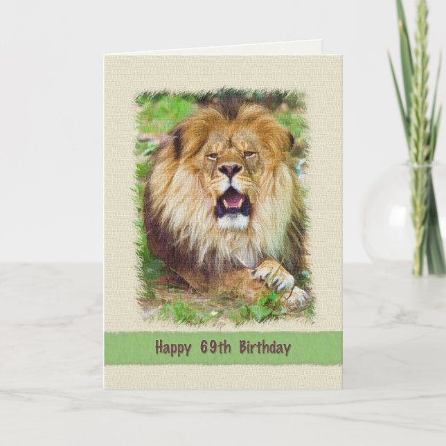 Carte Anniversaire, 69e, Lion rugissant (Devant)