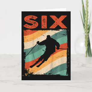 Carte Anniversaire 6 ans Ski rétro Ski Enfants Garçons F