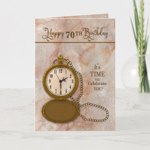 Carte Anniversaire 70e Montre et Chaîne de poche