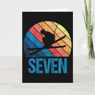 Carte Anniversaire 7 Ans Ski Rétro Ski Enfants Garçons F