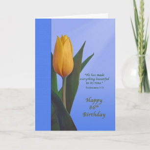 Carte Anniversaire, 86ème, Fleur de tulipe dorée
