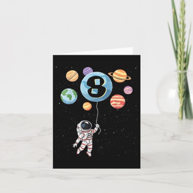 Carte Anniversaire 8e astronaute 8 ans Planètes spatiale (Devant)