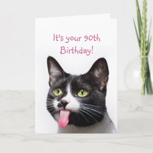Carte Anniversaire 90 ans ou année personnalisée Chat La