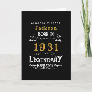 Carte Anniversaire 90 ans personnalisé Né en 1931 Vintag