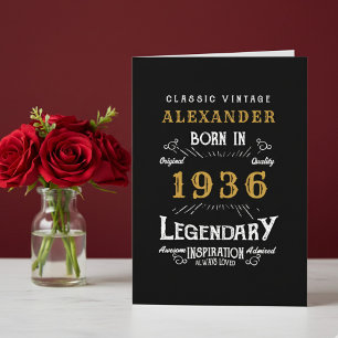Carte Anniversaire 90 ans personnalisé Né en 1936 Vintag