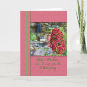 Carte Anniversaire, 90ème, Bougainvilliers, Oiseaux, Cas