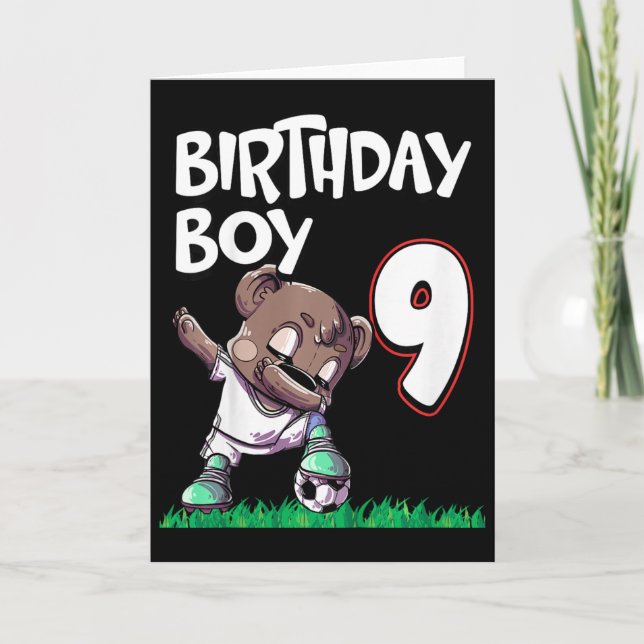 Carte Anniversaire 9 ans Garçon Football  (Devant)