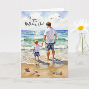 Carte Anniversaire à Papa de jeune fils se tenant la mai