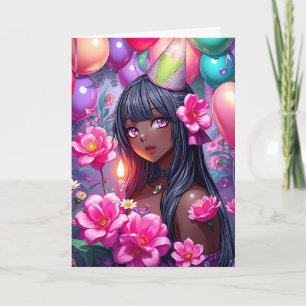 Carte Anniversaire à thème Anniversaire Fille de couleur