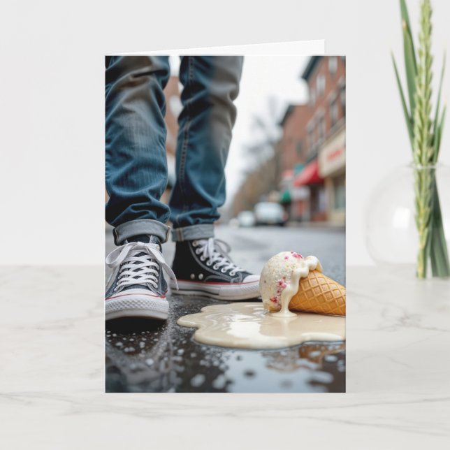 Carte Anniversaire Abandon Du Cône De Crème De Glace Par (Devant)