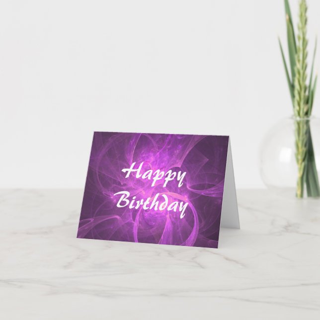 Carte Anniversaire Abstrait Fractal Rose et Violet (Devant)