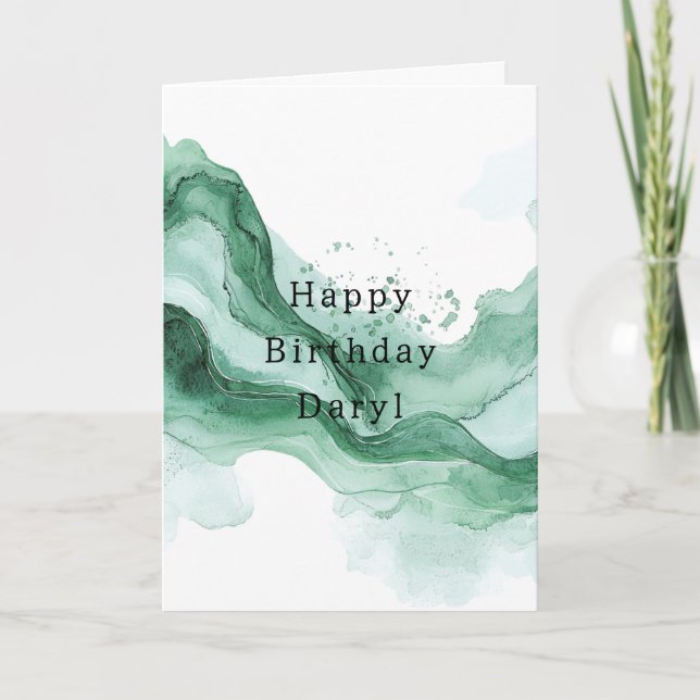 Carte Anniversaire Abstrait Onde Verte (Devant)