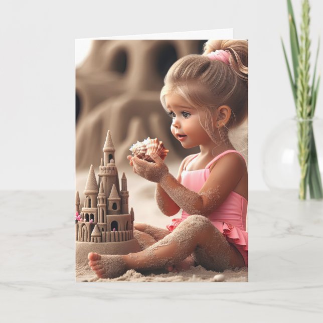 Carte Anniversaire Admirer un coquillage (Devant)