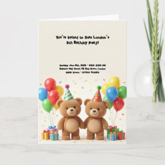 Carte Anniversaire Adorable Ours en Peluche