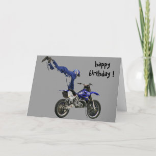 Carte anniversaire aérien de motocross