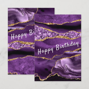 Carte Anniversaire Agate Purple Gold Parties scint