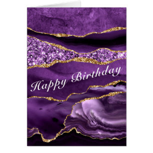 Carte Anniversaire Agate Purple Gold Parties scint