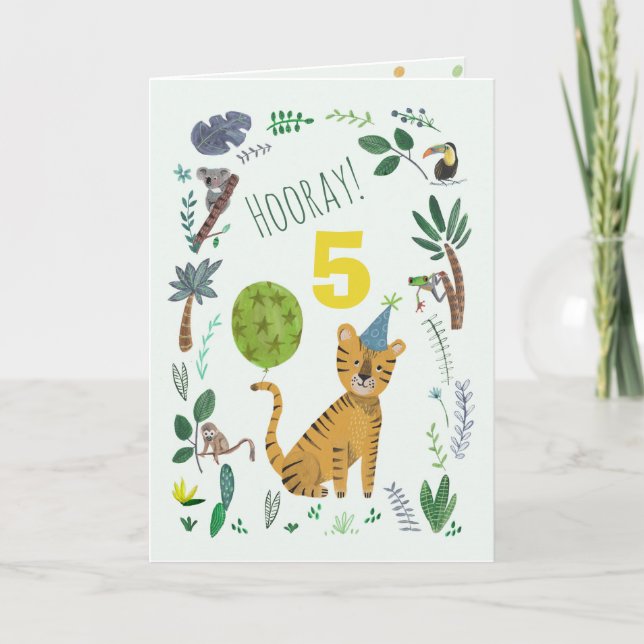 Carte Anniversaire âge personnalisé tigre mignon (Devant)