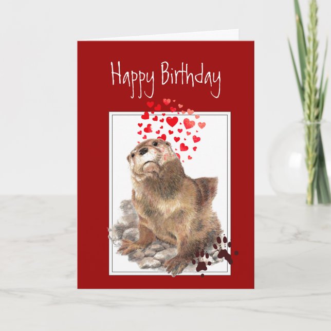 Carte Anniversaire Aimez-vous Otter significatif, Animau (Devant)