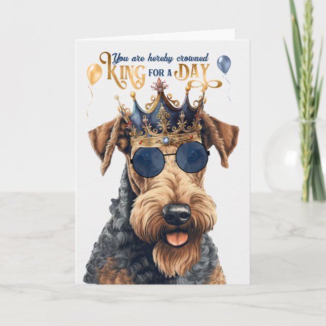 Carte Anniversaire Airedale Terrier Chien King pour une  (Devant)