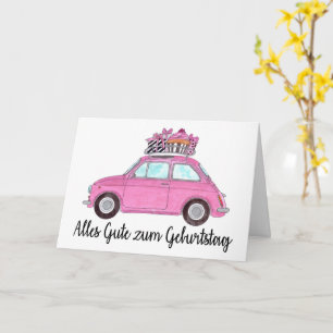 Carte Anniversaire allemand Retro Fiat 500