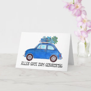 Carte Anniversaire allemand Retro Fiat 500