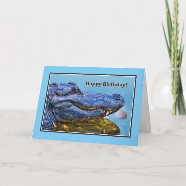 Carte Anniversaire, Alligator et Golf Ball (Devant)