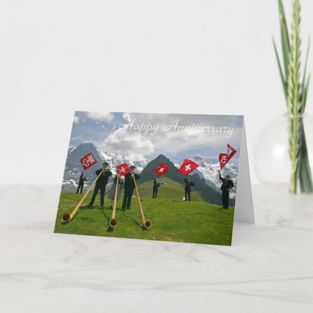 Carte anniversaire Alphorns (Devant)