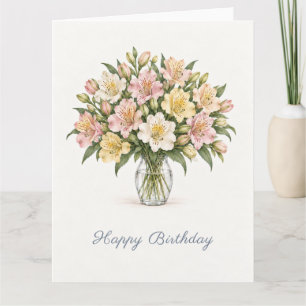 Carte Anniversaire Alstroemeria Pastel